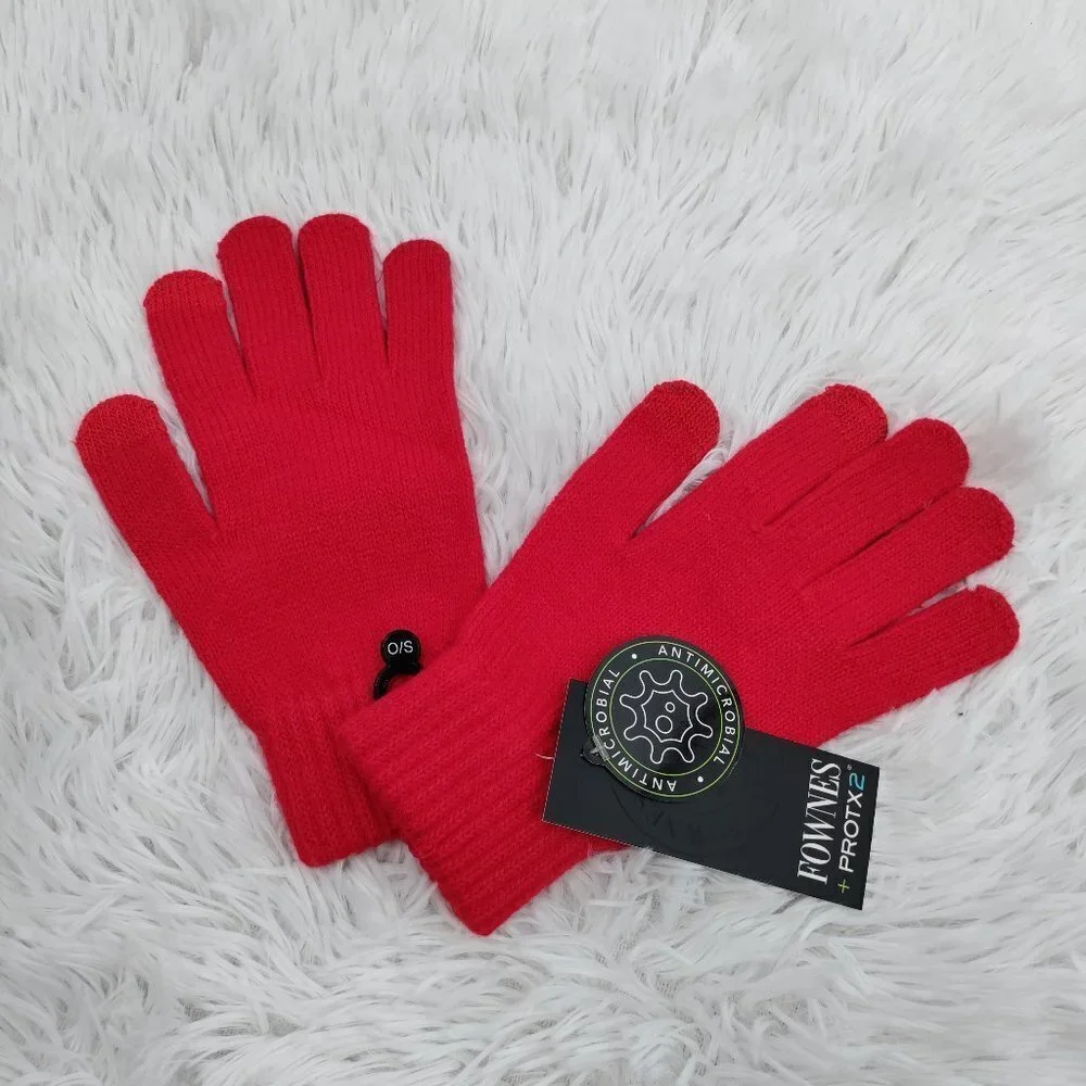 New Fownes ProTX2 Antimicrobial Knit Tech Gloves One Size Women Red